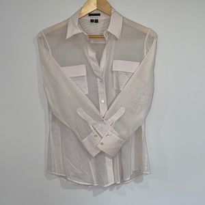 THEORY Sheer Button Down Shirt